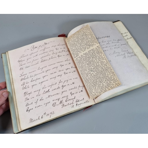 208 - Victorian hand written poetry book in Welsh and English. Gilt floral decoration and the word 'Album'... 