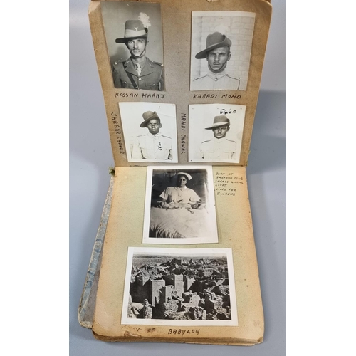 209 - Collection of mainly WWII photos to include: Taj Mahal by air, Snake Charmer in Karachi, Basrah Arab... 