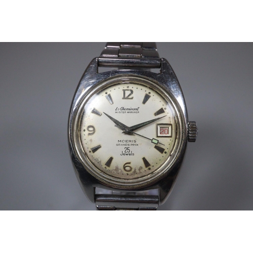 289 - Vintage Le Cheminant Master Mariner Moeris Grand Prix 25 jewel gent's stainless steel wrist watch wi... 