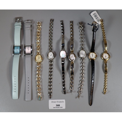 308 - Bag of modern ladies wristwatches to include: Pulsar, Royal etc.  (B.P. 21% + VAT)