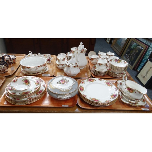 331 - Five trays of mostly Royal Albert 'Old Country Roses' to include: coffee pot, teapot, milk jug, suga... 