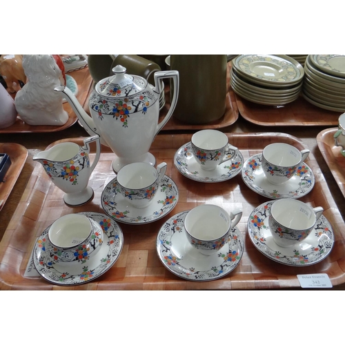 342 - Fourteen piece Crown Ducal ware coffee set including coffee pot.
(B.P. 21% + VAT)