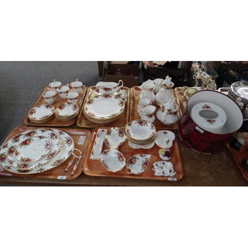 351 - Seven trays of Royal Albert 'Old Country Roses' design items to include: sauceboat on stand, various... 