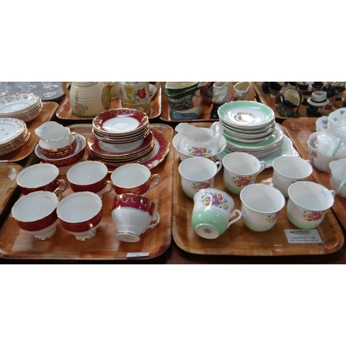 403 - Two trays of teaware; one Salisbury English bone china part teaset and a Tuscan floral design part t... 