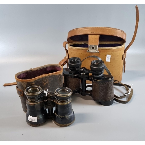 41 - Pair of MDS Super Prismatic 8x32 binoculars in leather case together with another pair of vintage bi... 