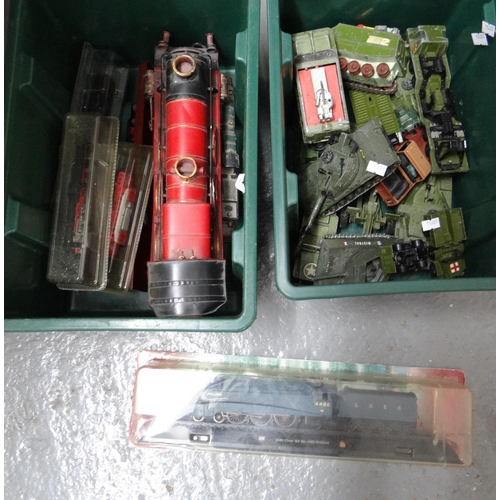 412 - Box of playworn Dinky Toys and Matchbox Military vehicles including: Leopard Tank, Shado 2, DAF Ambu... 