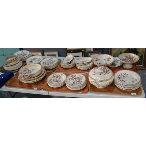 414 - Seven trays of J.V & Co 'Terre de Fer' French china 'Bordeaux' design dinnerware to include: lidded ... 