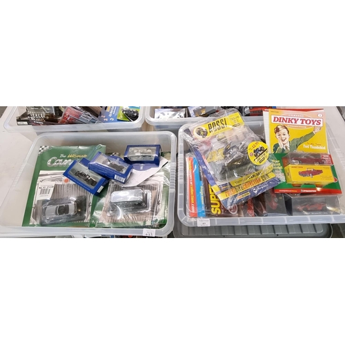 433 - Two boxes of assorted diecast model vehicles to include: reproduction Dinky Toys, Dinky Cars with ma... 