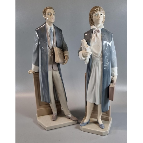 44 - Two Lladro Spanish porcelain figurines, 'Male Attorney' No. 06426 and 'Female Attorney' No. 06425, w... 