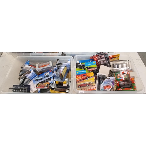 443 - Two boxes of assorted diecast model vehicles to include: Corgi Mini Mania, various Cararama, Matchbo... 