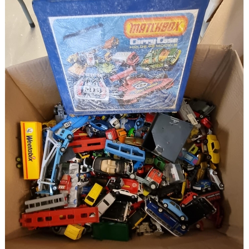 448 - Large collection of playworn diecast and other model vehicles to include: Corgi Transporters, Weetab... 