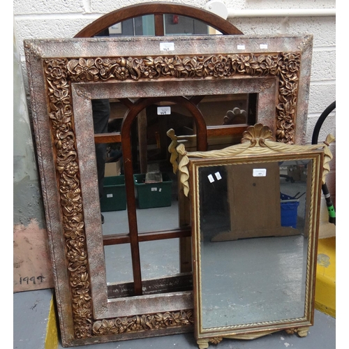 469 - 19th century style bevelled mirror with painted frame and shall design together with another modern ... 