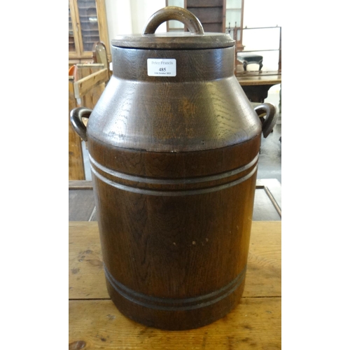 485 - Oak two handled milk churn and cover.  53cm high approx.  (B.P. 21% + VAT)