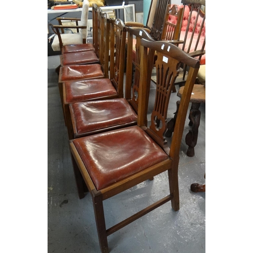 511 - Set of six 19th Century Chippendale style dining chairs with leather drop in seats. (6)
(B.P. 21% + ... 