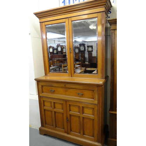 538 - Late Victorian oak two stage mirrored secretaire bookcase.
(B.P. 21% + VAT)