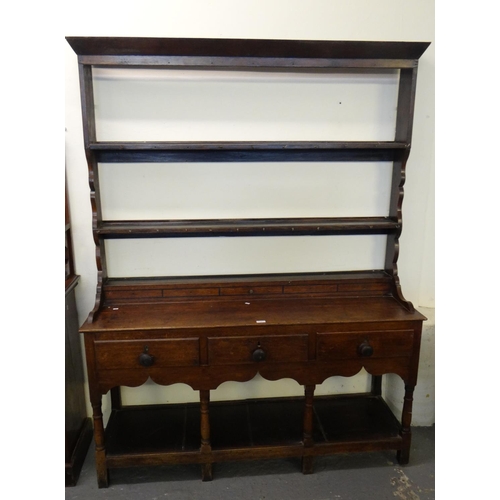 543 - 19th century oak two stage pot board dresser.  150x45x193cm approx.  (B.P. 21% + VAT)