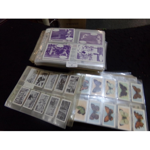 67 - Box of cigarette and trade cards on plastic pages with sets and part sets.   (B.P. 21% + VAT)