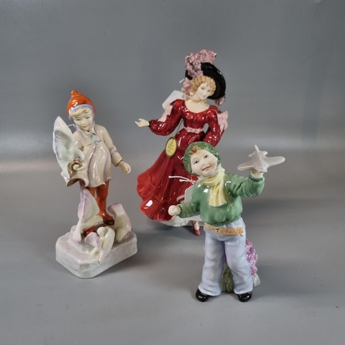 104 - Two Royal Worcester bone china figurines to include: 'Boys and Girls Come out to Play Flight' and 'N... 