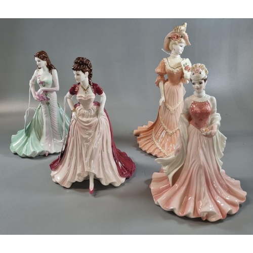 102 - Four Coalport bone china figurines to include: Ladies of Fashion 'Joanne'(no box), 'Sue' and 'Jayne'... 