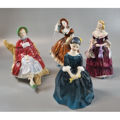 106 - Collection of four English bone china figurines to include: two Royal Doulton 'Cherie' HN2341 and 'S... 