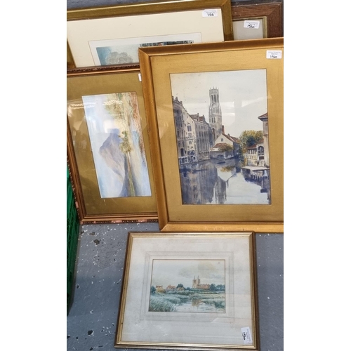 156 - Group of assorted watercolours and furnishing prints, various.  (B.P. 21% + VAT)