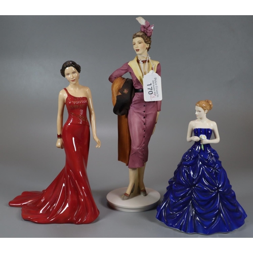 170 - Two Royal Doulton bone china figurines to include: 'Thank You' and 'Alicia' together with a Royal Do... 