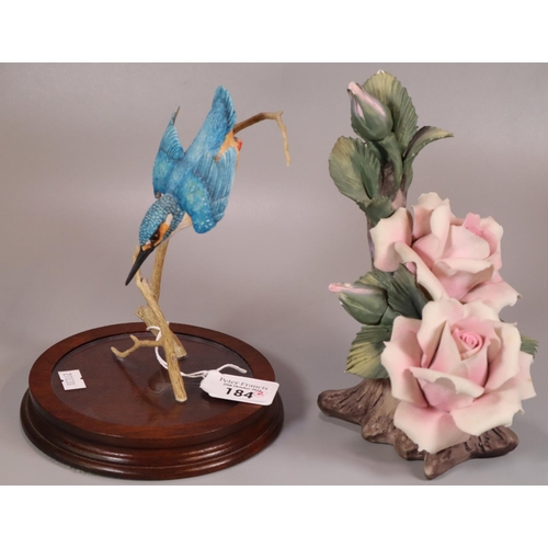 184 - Border Fine Arts sculpture of a diving Kingfisher on a branch together with Capodimonte sculpture of... 