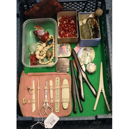 210 - Collection of oddments to include: manicure set by Cookson & Co Ltd, faux tortoiseshell glove stretc... 