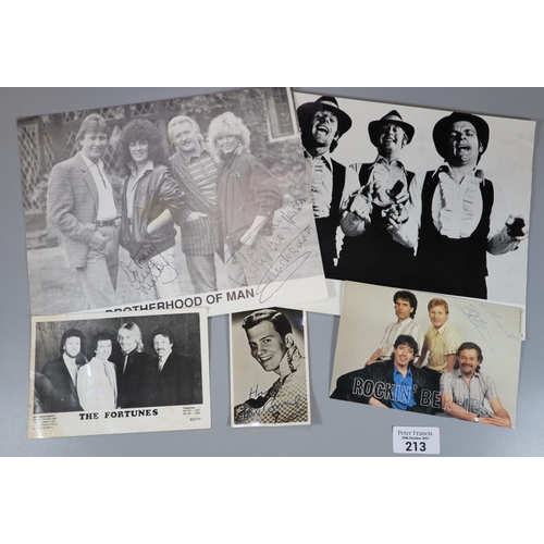 213 - Small collection of printed music pictures with autographs to include: Brother Lees, Brotherhood of ... 