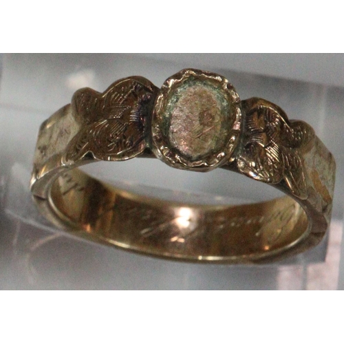 238 - Gold mourning ring marked 'Henry Edward Stanley Died December 6th 1859'.  2.3g approx.   (B.P. 21% +... 