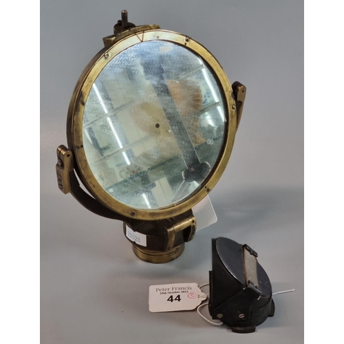 44 - Brass framed adjustable Helio No. 5 Mark V signalling mirror together with right angle prismatic len... 