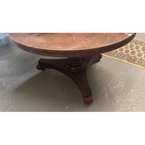 493 - 19th century mahogany centre table of circular form standing on a triform base.  (B.P. 21% + VAT)