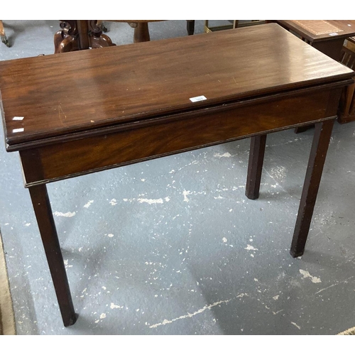 502 - George III style mahogany folding tea table on square chamfered legs.  (B.P. 21% + VAT)