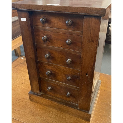 506 - Victorian mahogany miniature Wellington chest of five drawers.  33x25x50cm approx.   (B.P. 21% + VAT... 