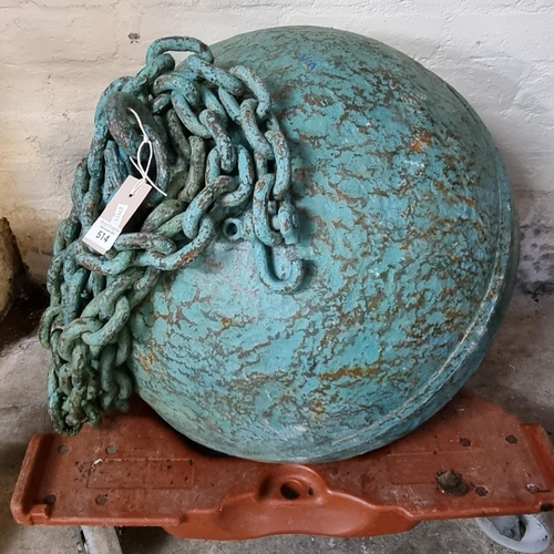 514 - Large and substantial metal mooring buoy with chain.  Heavy.   (B.P. 21% + VAT)