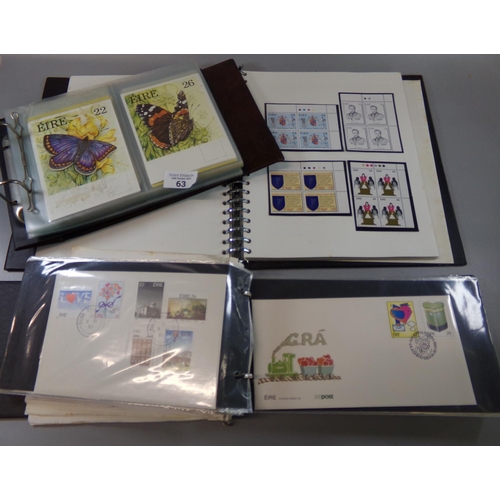 63 - Ireland collection of mint and used stamps and First Day Covers and Maxi Cards in various albums.   ... 