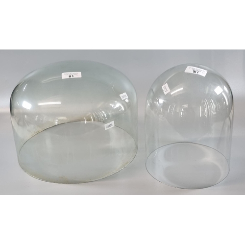 81 - Two glass clock or taxidermy domes.  (2)  (B.P. 21% + VAT)