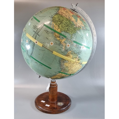 91 - Philips standard globe on wooden base with inset compass.  (B.P. 21% + VAT)