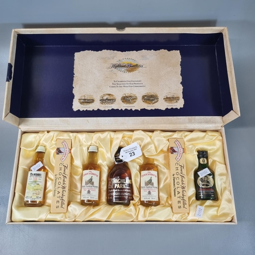 23 - A Century of Quality Highland Distilleries, a cased set of whisky miniatures to include: Tamdhu, The... 