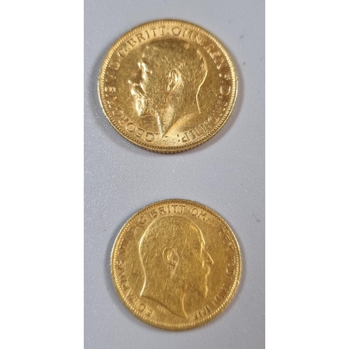 258 - George V Gold full Sovereign dated 1912 together with an Edward VII gold Half Sovereign dated 1908. ... 