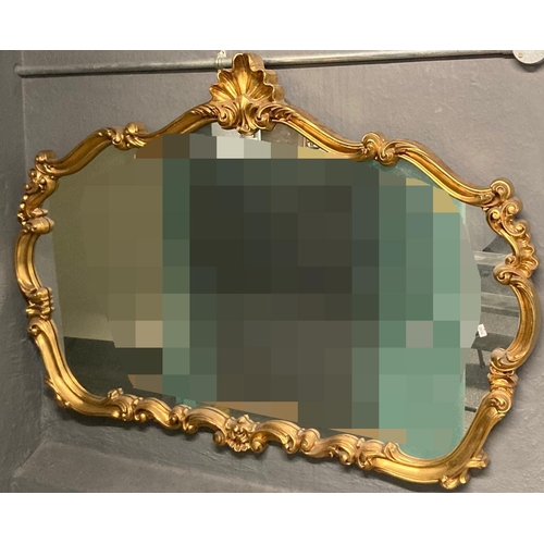 102 - Modern 'C' scroll and shell design gilt framed over mantle mirror.  85cm high approx.   (B.P. 21% + ... 