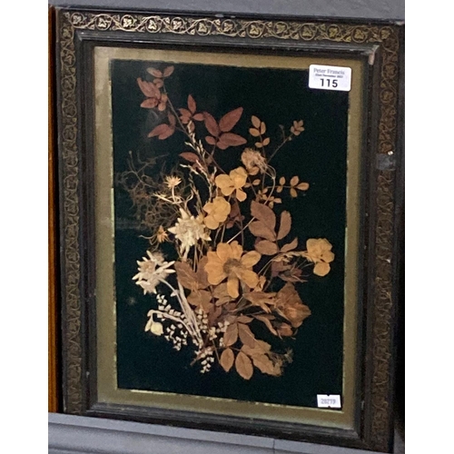 115 - Framed collage of dried flowers and foliage.  32x24cm approx.   (B.P. 21% + VAT)