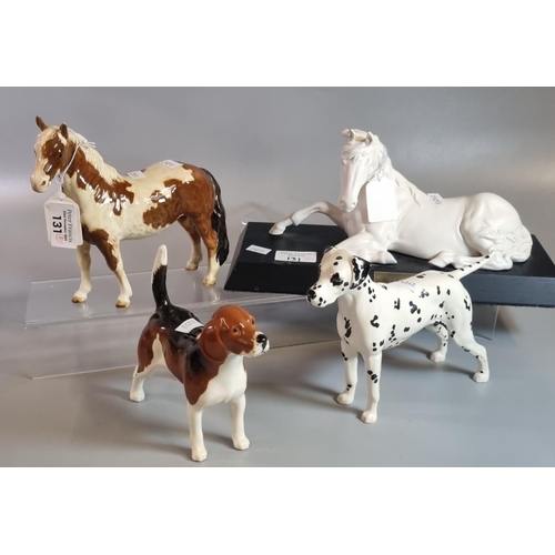 131 - of Beswick and other ceramic animals to include: Skewbald Pinto Pony, Wendover Billy Dog, Dalmatian ... 