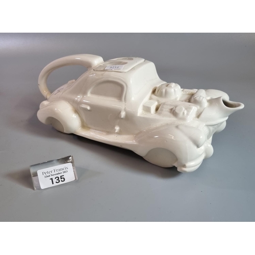 135 - Novelty ceramic teapot in the form of a racing car.  (B.P. 21% + VAT)