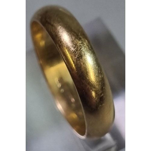 203 - 18ct gold wedding band.  5.7g approx.  Sheffield hallmarks.  Size S.  (B.P. 21% + VAT)