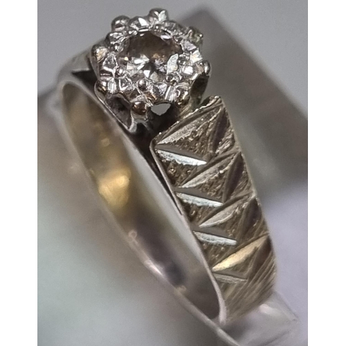 210 - 9ct white gold diamond solitaire ring.  3.5g approx. size M.  (B.P. 21% + VAT)