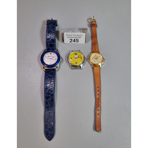 245 - Hewlett Packard presentation wristwatch with leather strap together with a Snoopy watch playing tenn... 