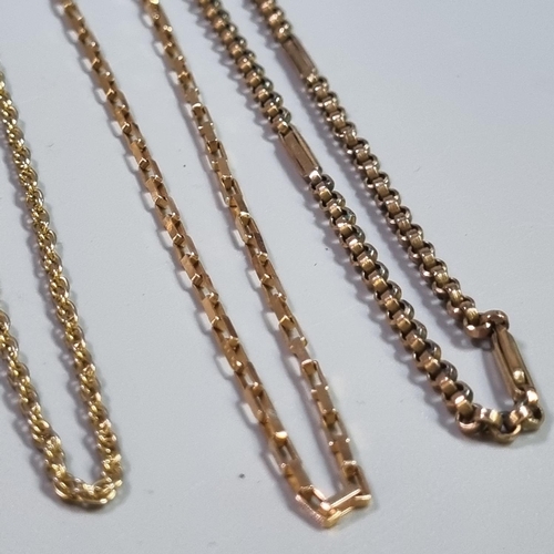 246 - 9ct gold chain 4.8g approx.  Together with another yellow metal chain (7.5g approx) and a gold plate... 