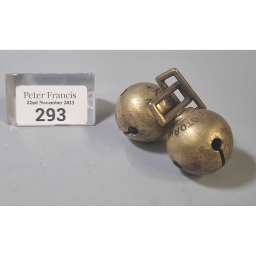 293 - Pair of 19th century brass sleigh bells. both marked Victoria No. 21 .  (B.P. 21% + VAT)