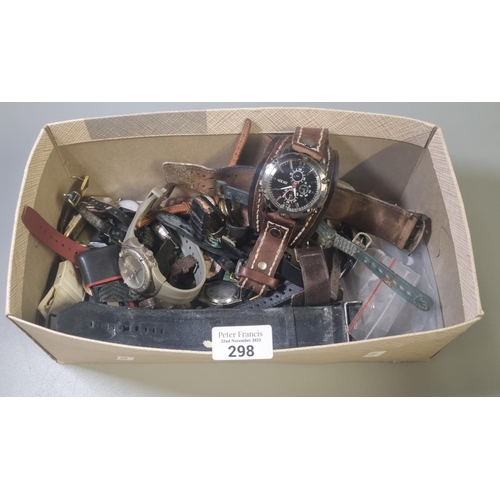 298 - Shoe box of assorted watches and watch parts to include: Swatch, Zeon, Ben Sherman, pocket watch par... 